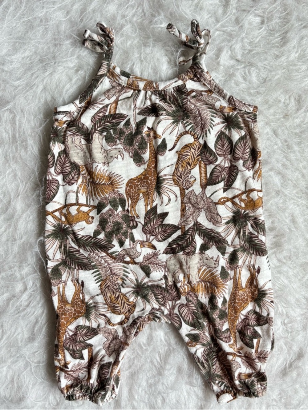 Old Navy White & Neutral Tones Safari Animal AOP Baby Romper
